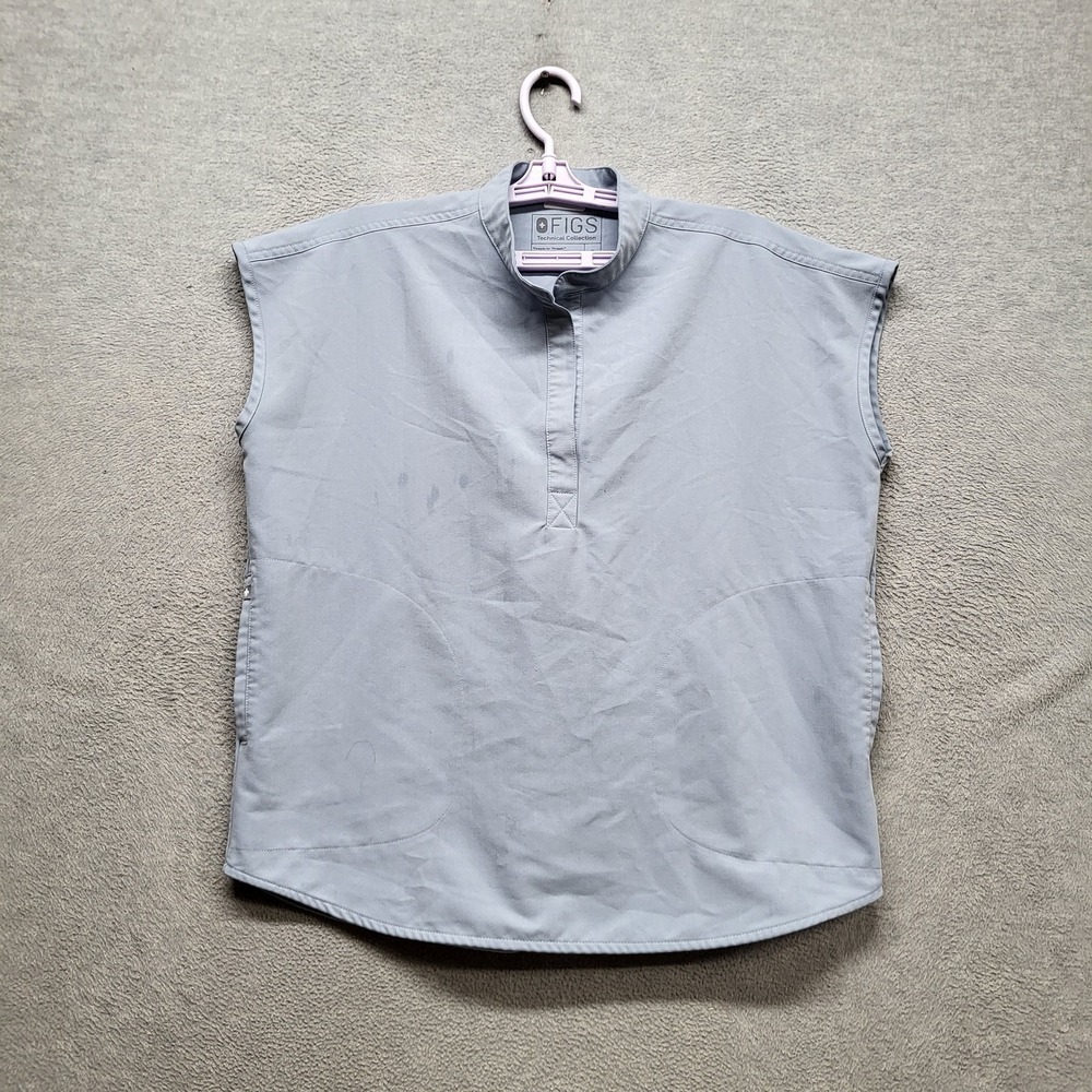 FIGS Women Scrub Top S Gray Rafaela Technical Collection Short Sleeve READ